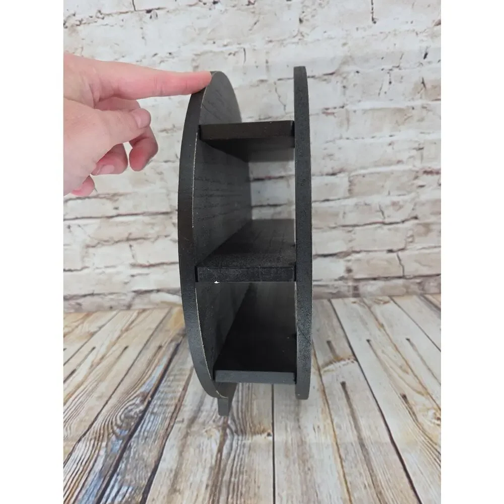Dark Black Wood Crescent Moon Display Shelf For Trinkets Or Crystals